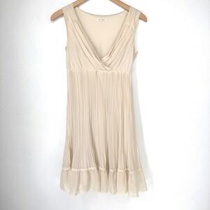Lest Rose Cream Babydoll Tiered Sleeveless Midi Dress Coquette Size M Fairy